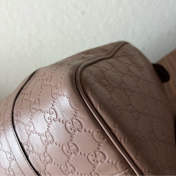 Gucci Gg Monogram Leather Boston Bag Pink Beige - Picture 7 of 16